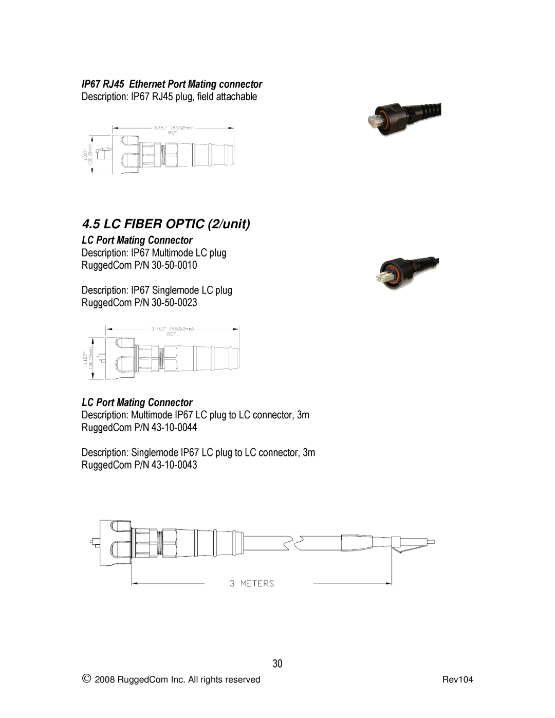 RuggedCom RS969 manual LC Fiber Optic 2/unit 