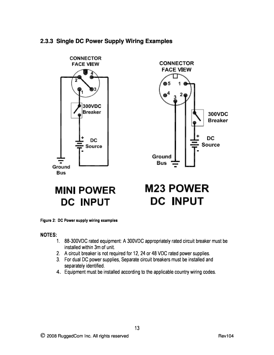 RuggedCom RS969 manual Single DC Power Supply Wiring Examples 