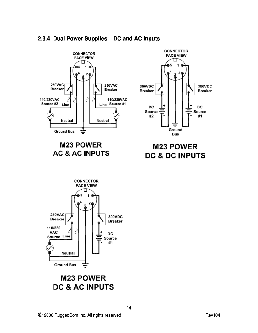RuggedCom RS969 manual Dual Power Supplies - DC and AC Inputs,  2008 RuggedCom Inc. All rights reserved, Rev104 