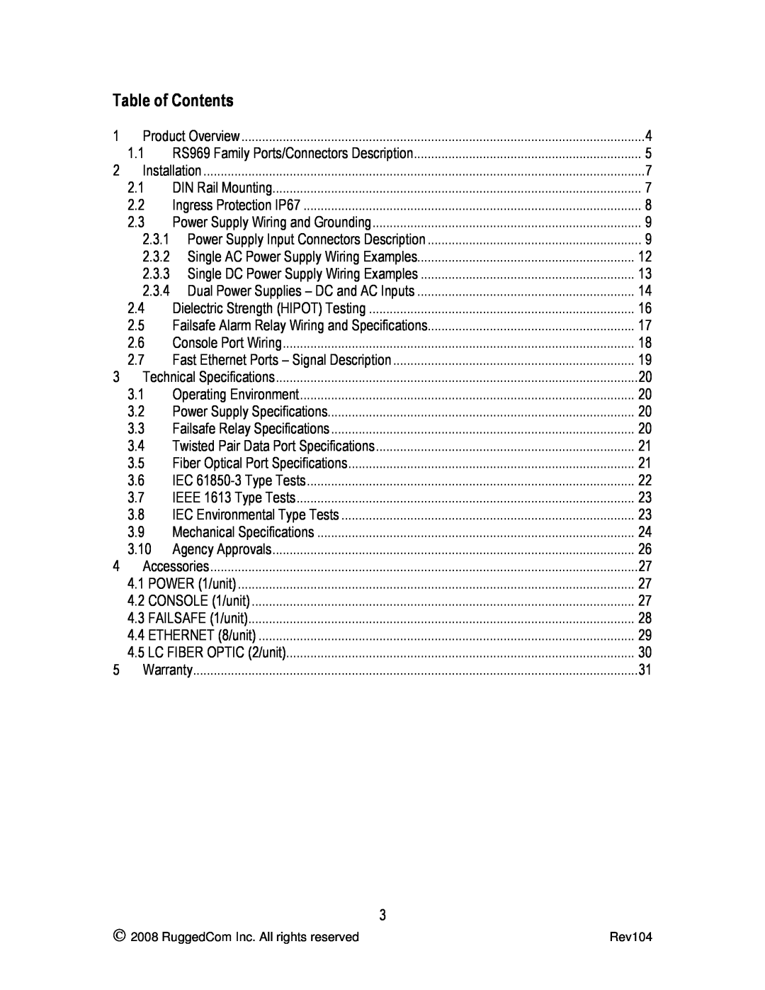RuggedCom RS969 manual Table of Contents 