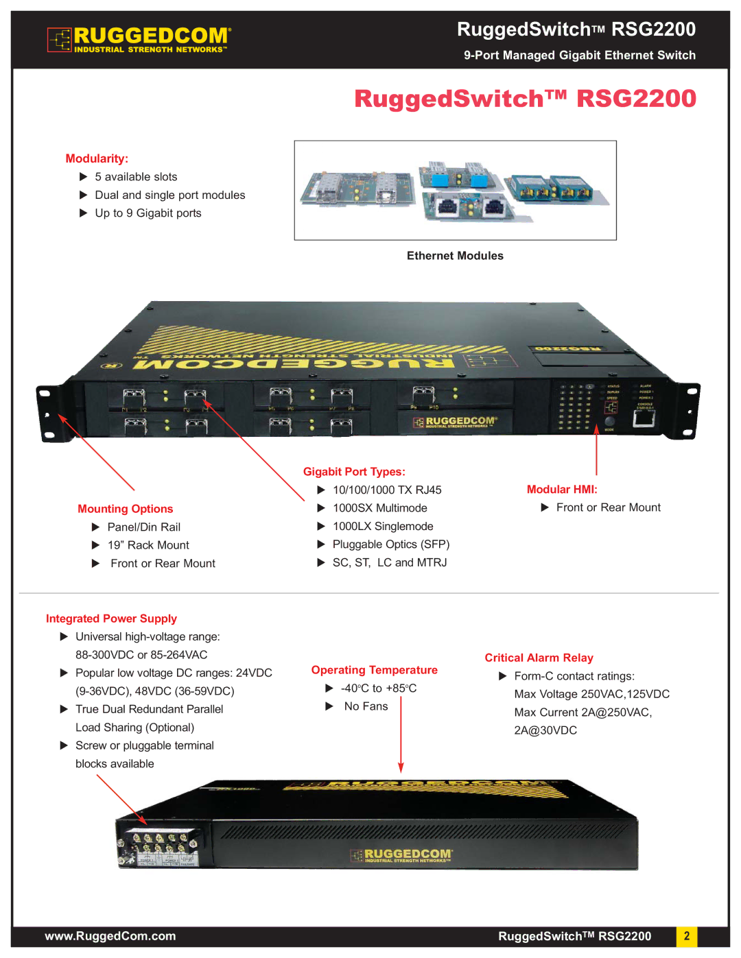 RuggedCom manual RuggedSwitch RSG2200, Ethernet Modules 