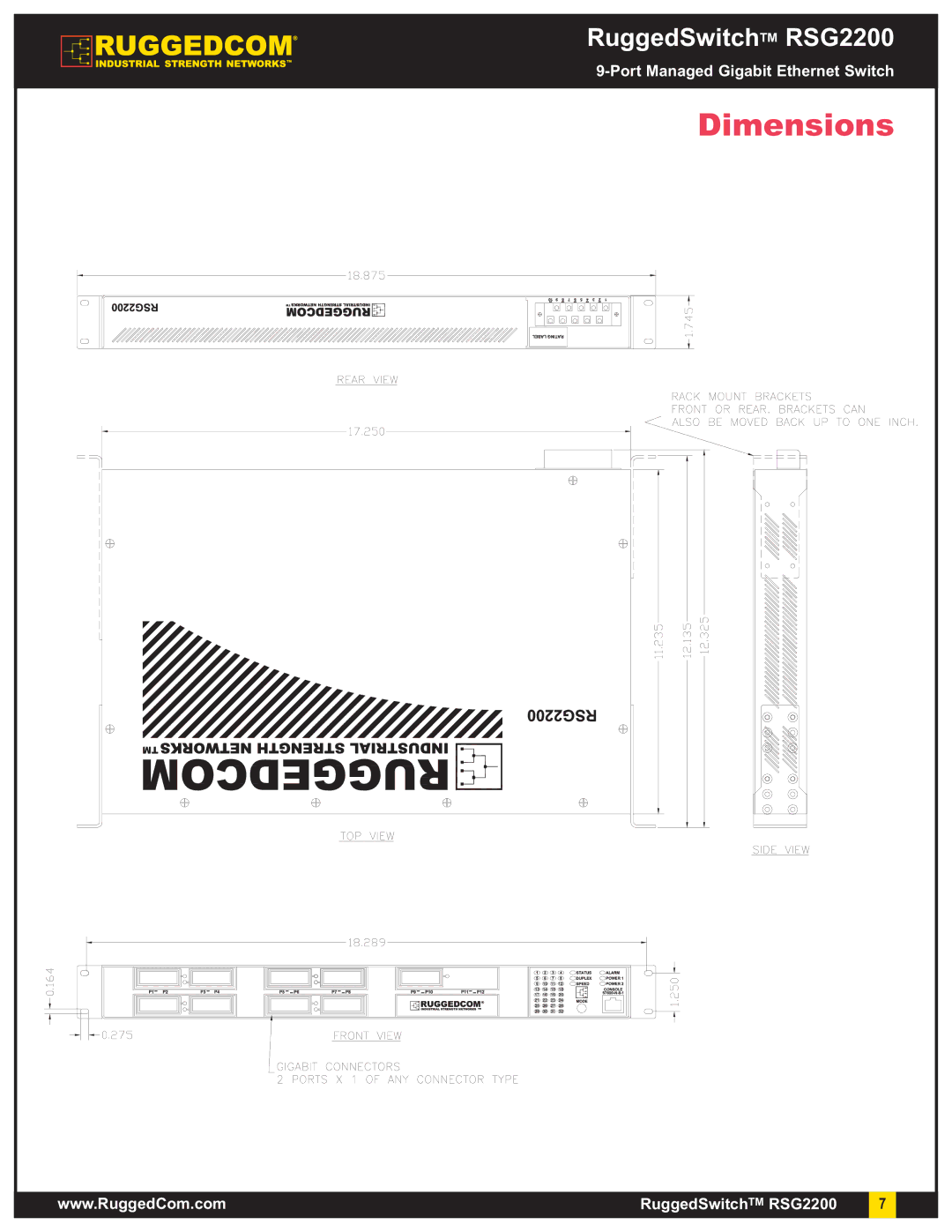 RuggedCom RSG2200 manual Dimensions 