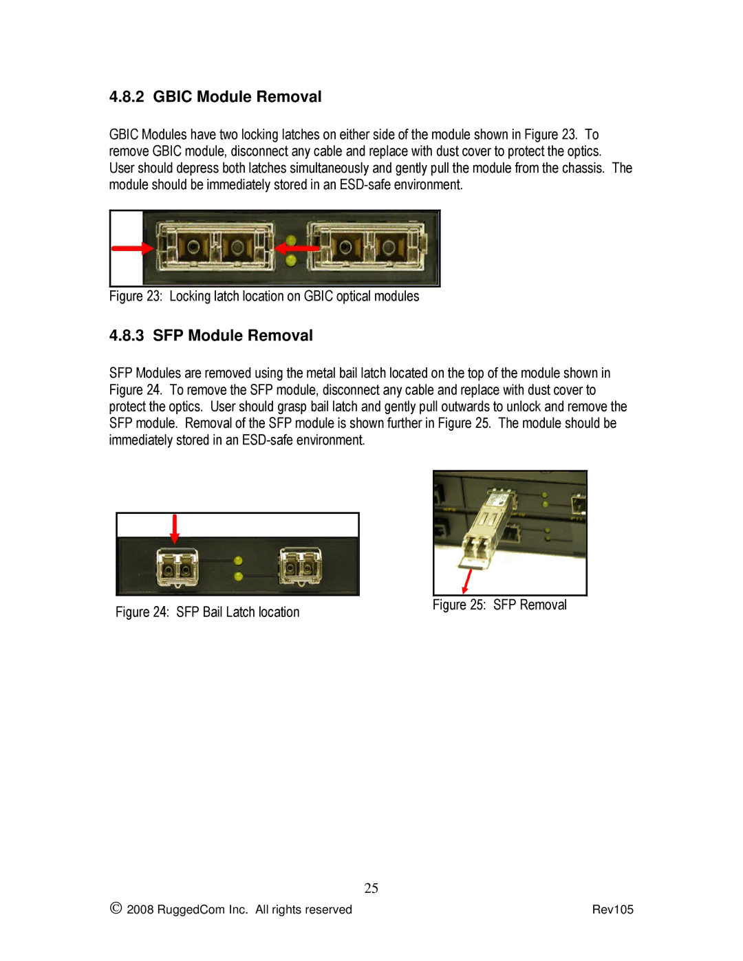 RuggedCom RSG2200 manual Gbic Module Removal 