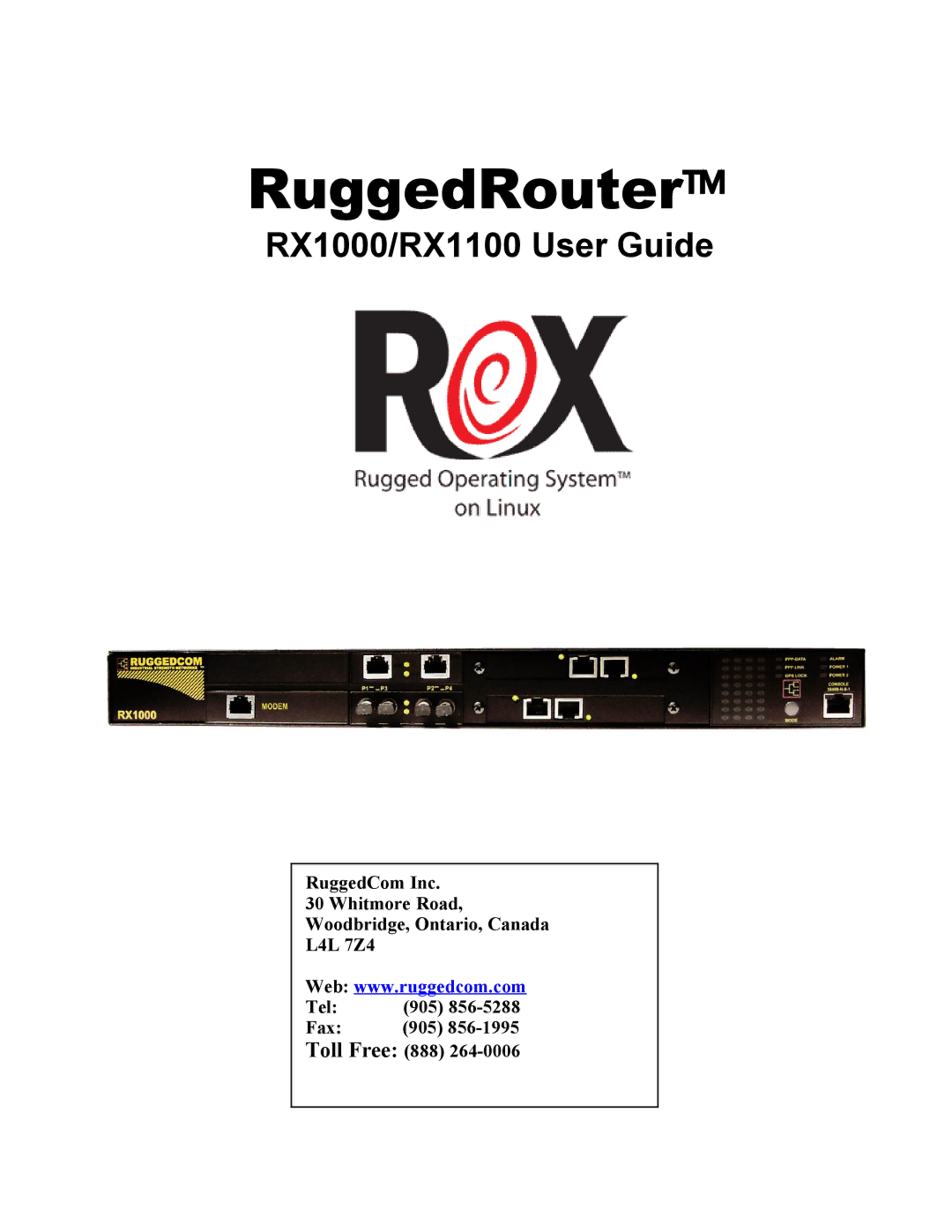 RuggedCom RX1100, RX1000 manual RuggedRouter 