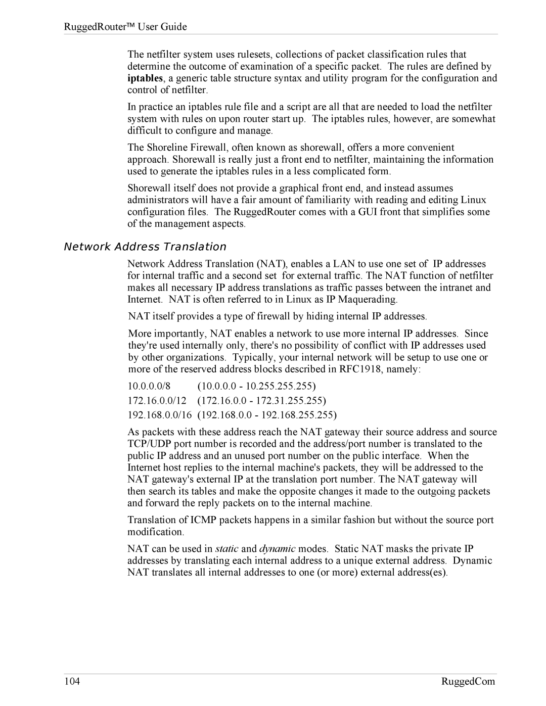 RuggedCom RX1000, RX1100 manual Network Address Translation 