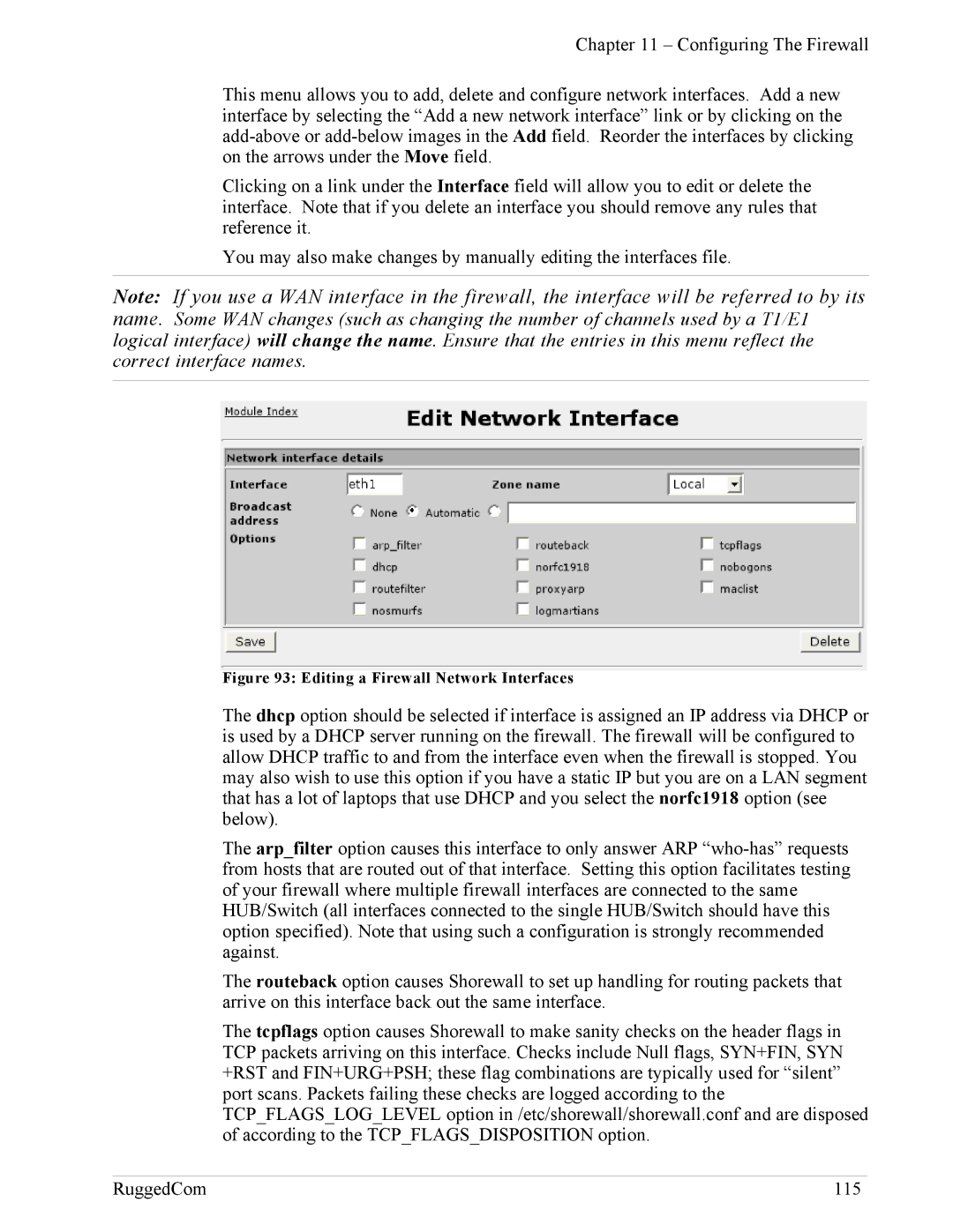 RuggedCom RX1100, RX1000 manual Editing a Firewall Network Interfaces 