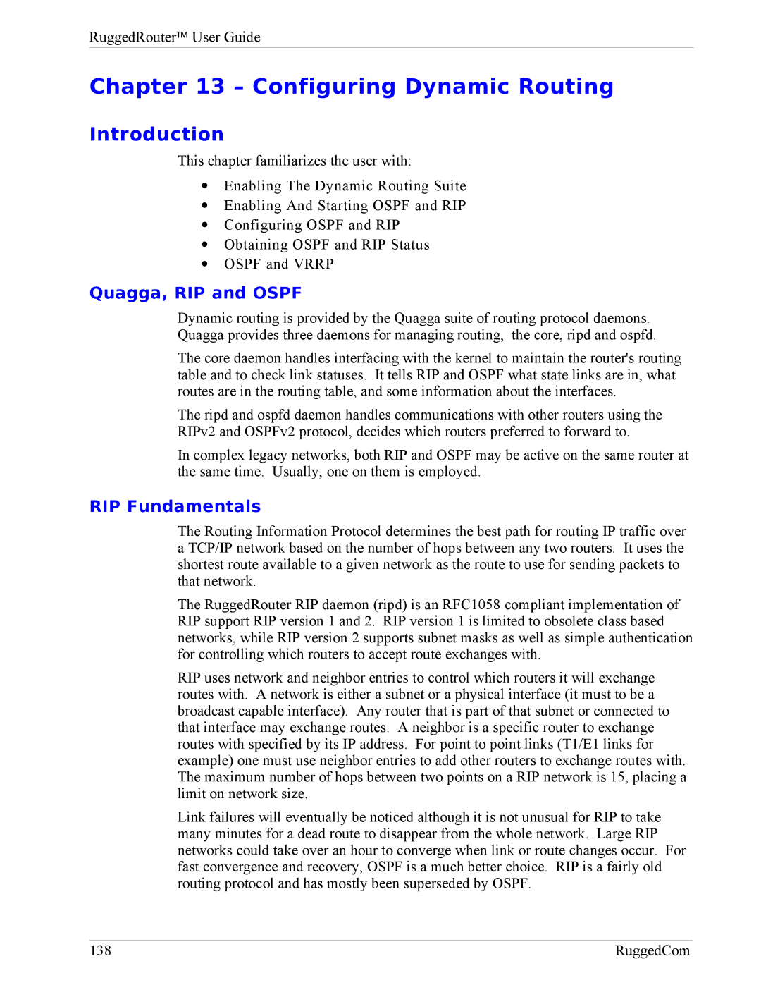 RuggedCom RX1000, RX1100 manual Configuring Dynamic Routing, Quagga, RIP and Ospf, RIP Fundamentals 