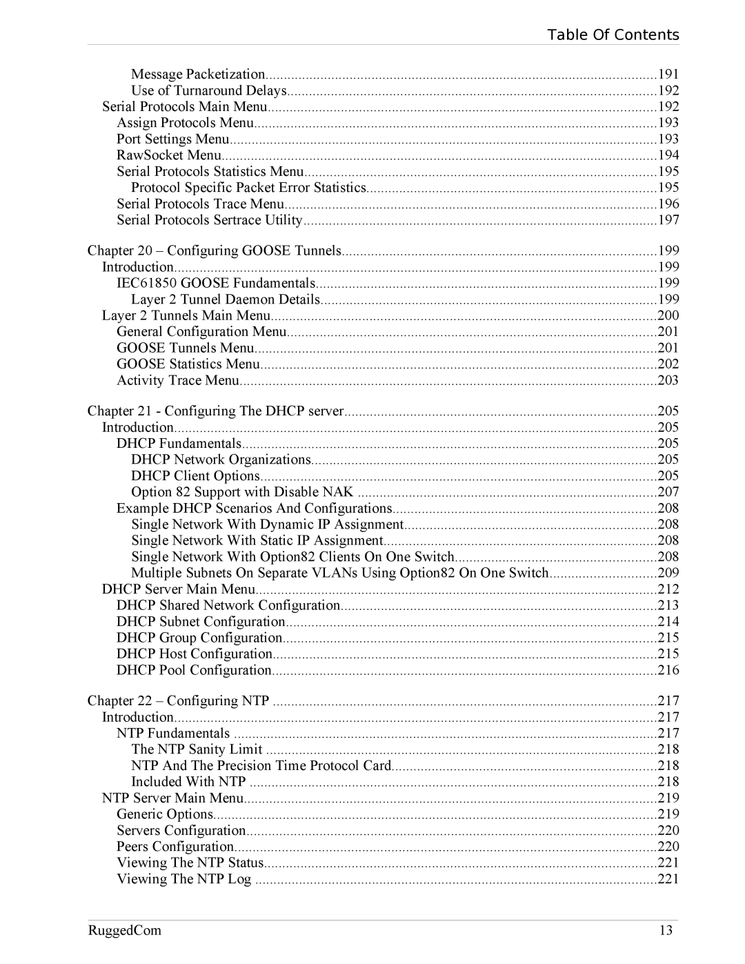 RuggedCom RX1100, RX1000 manual Table Of Contents 