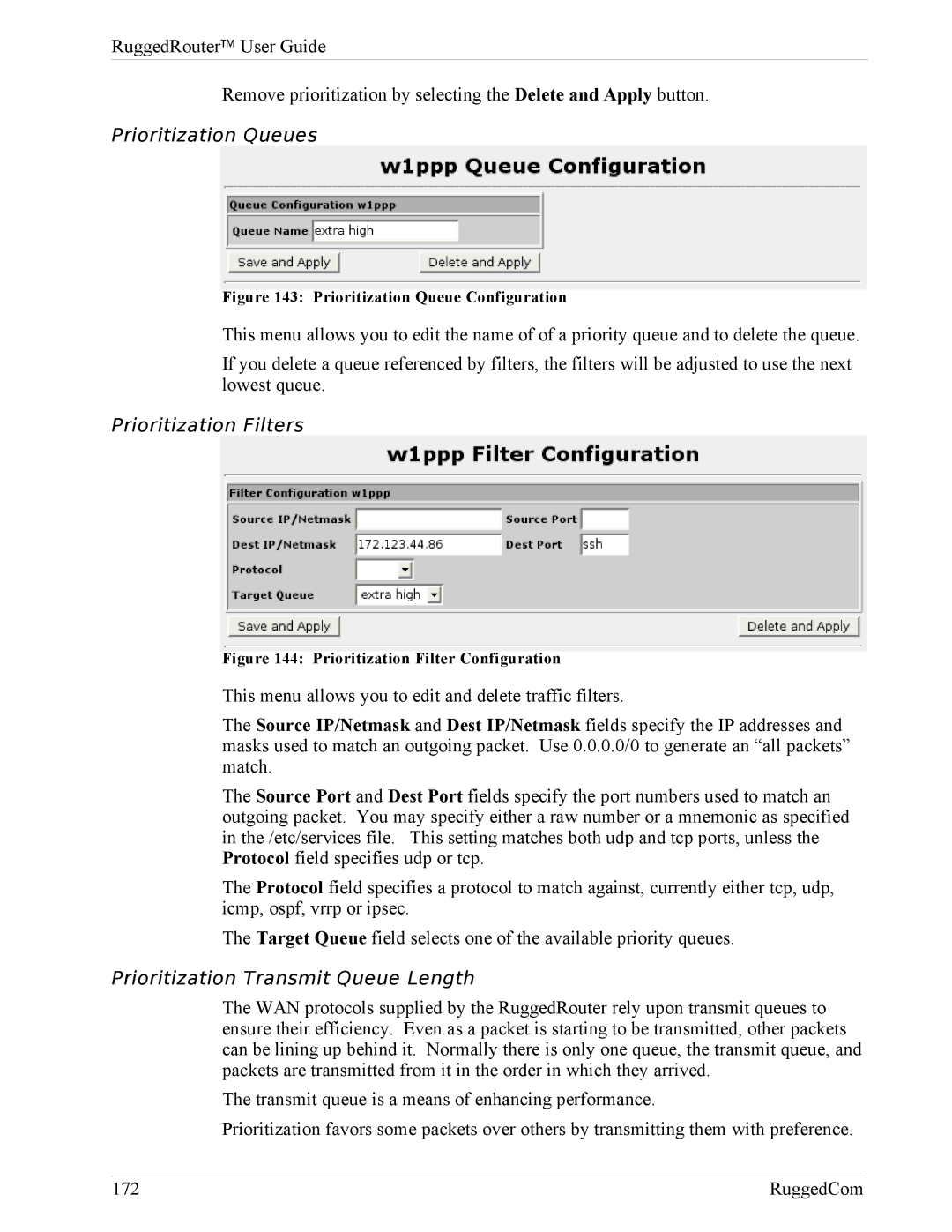 RuggedCom RX1000, RX1100 manual Prioritization Queues, Prioritization Filters, Prioritization Transmit Queue Length 