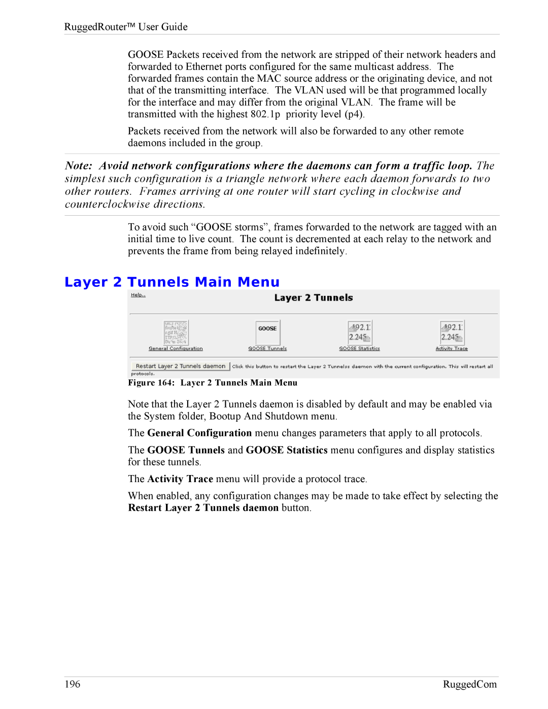 RuggedCom RX1000, RX1100 manual Layer 2 Tunnels Main Menu 