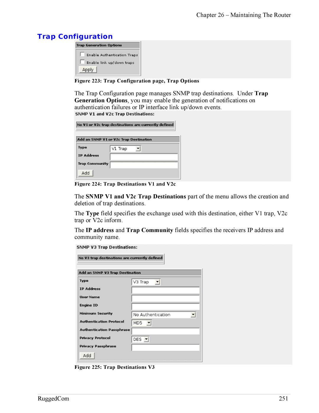 RuggedCom RX1100, RX1000 manual Trap Configuration page, Trap Options 