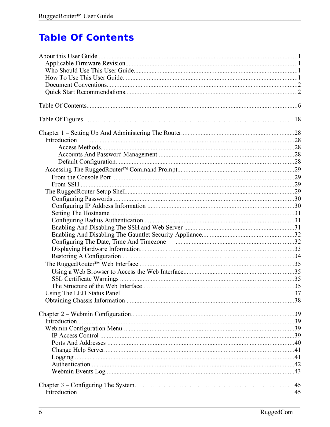 RuggedCom RX1000, RX1100 manual Table Of Contents 