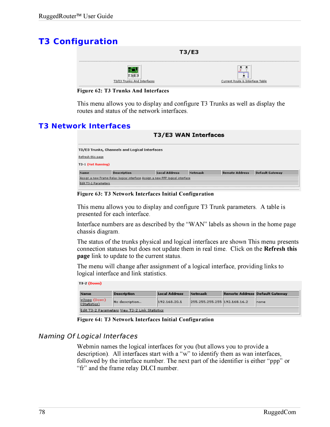 RuggedCom RX1000, RX1100 manual T3 Configuration, T3 Network Interfaces 