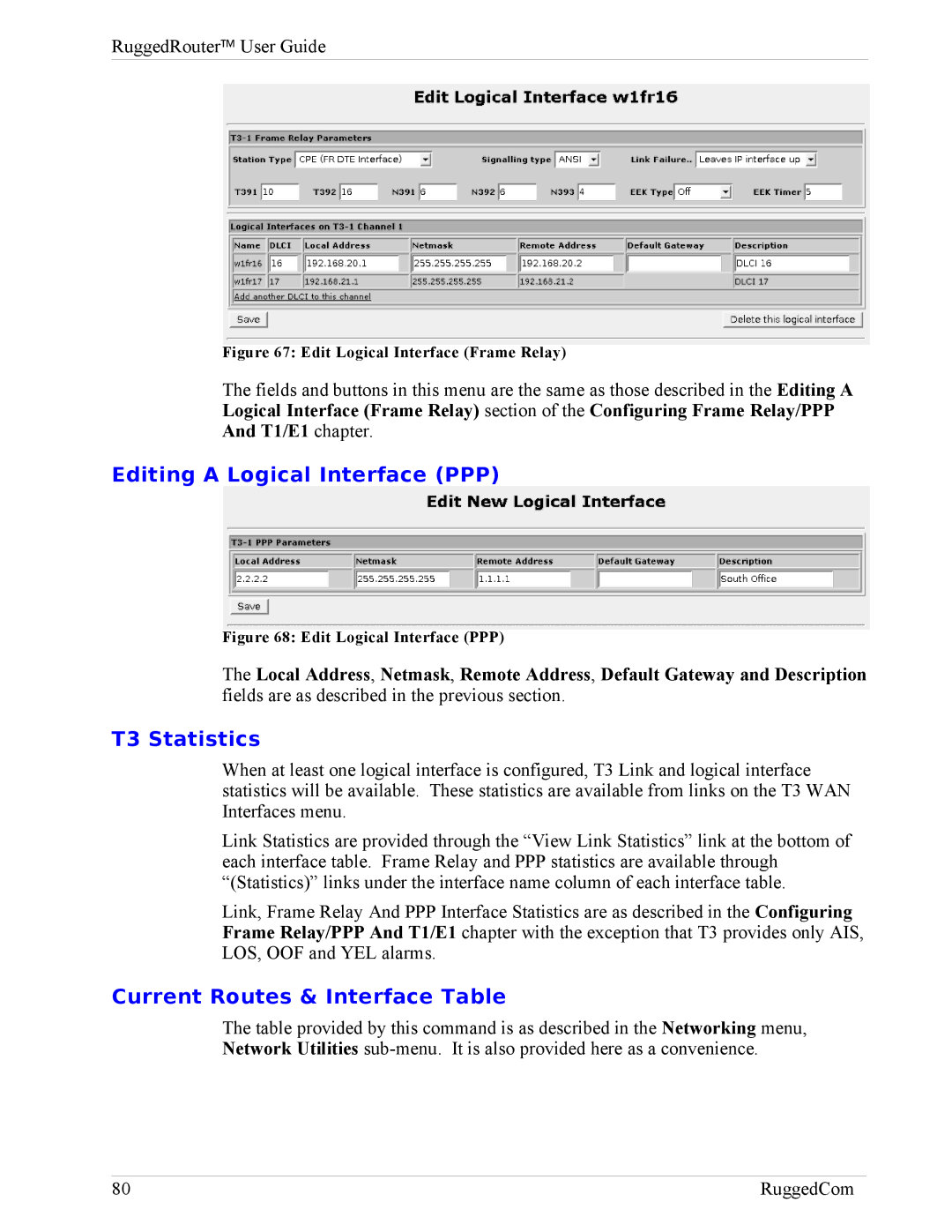 RuggedCom RX1000, RX1100 manual Editing a Logical Interface PPP, T3 Statistics 