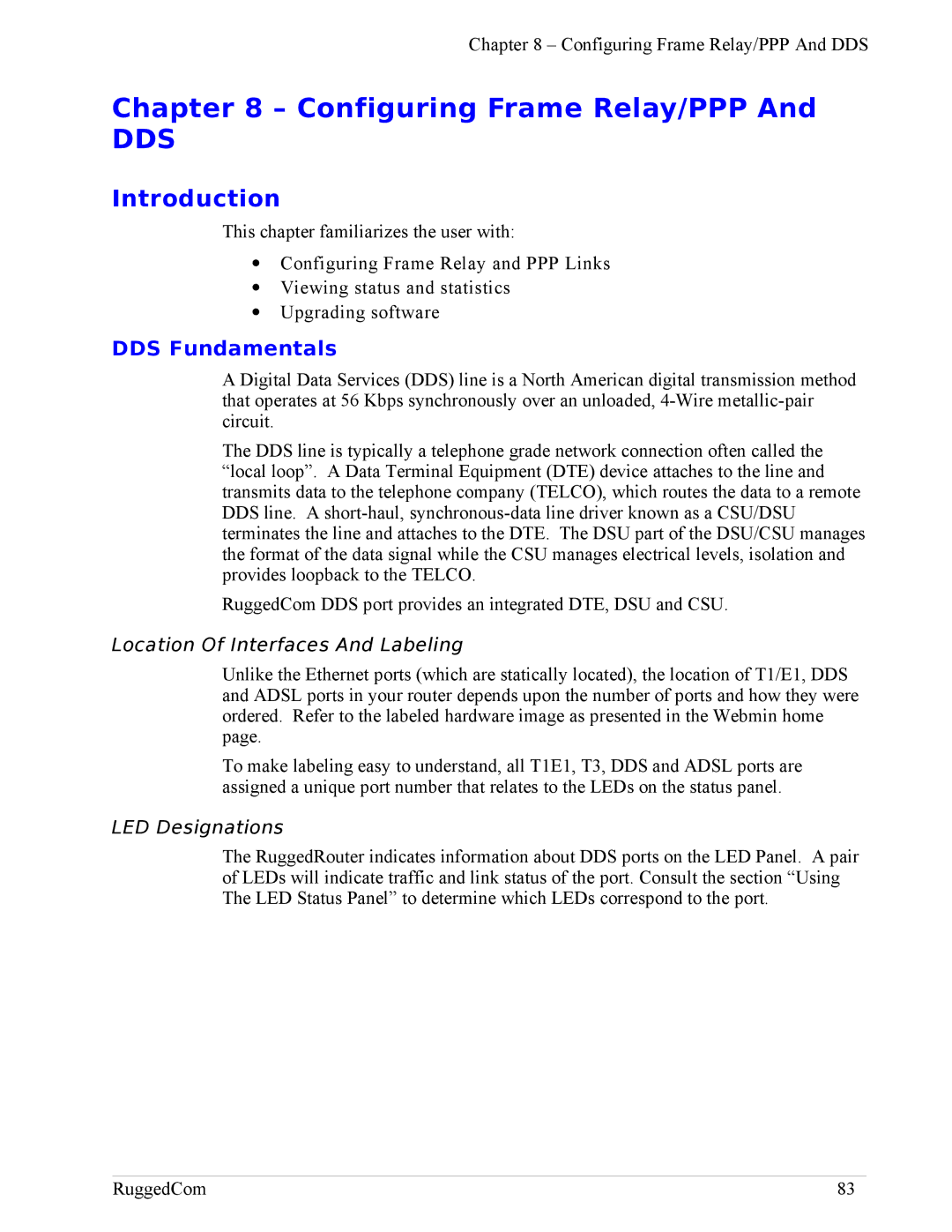 RuggedCom RX1100, RX1000 manual Configuring Frame Relay/PPP, DDS Fundamentals 