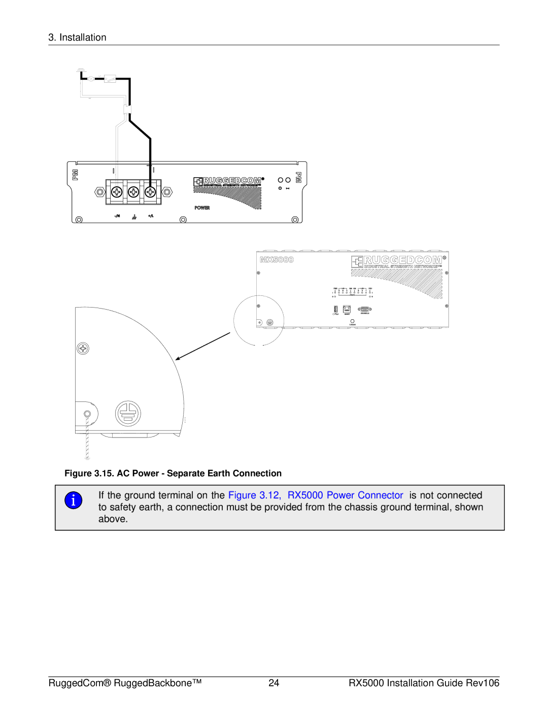 RuggedCom RX5000 manual AC Power Separate Earth Connection 