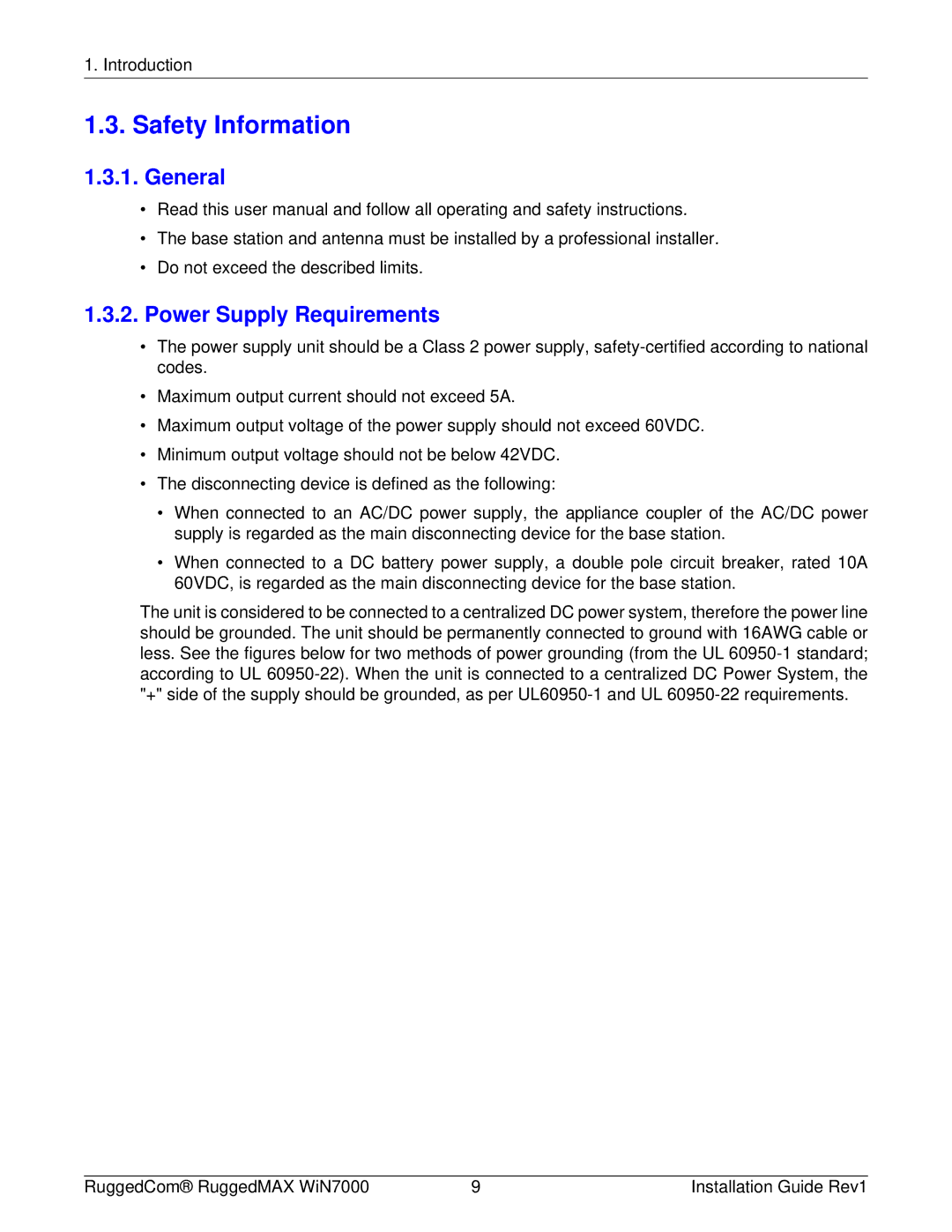 RuggedCom WIN7000 manual Safety Information, General, Power Supply Requirements 