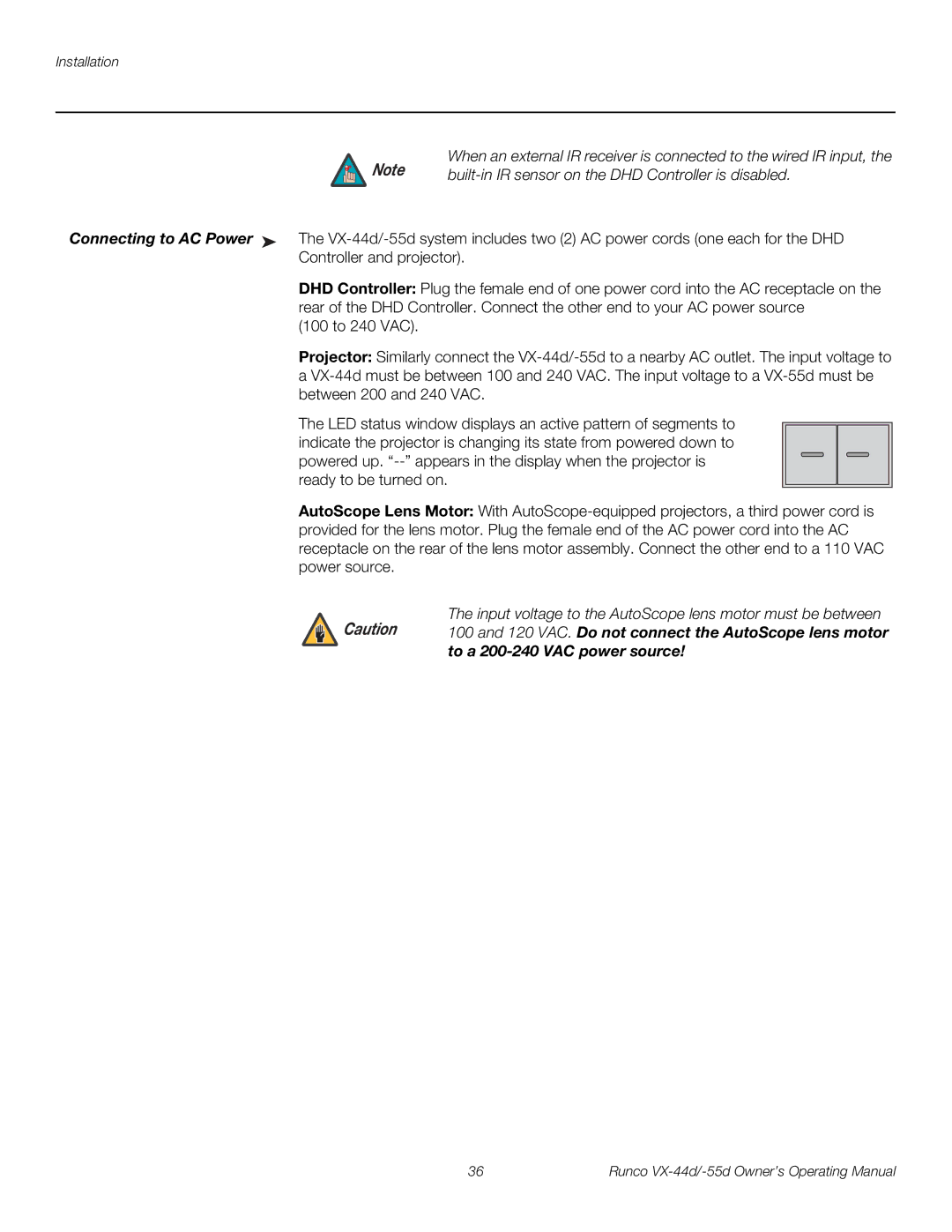 Runco 1080p manual Built-in IR sensor on the DHD Controller is disabled 