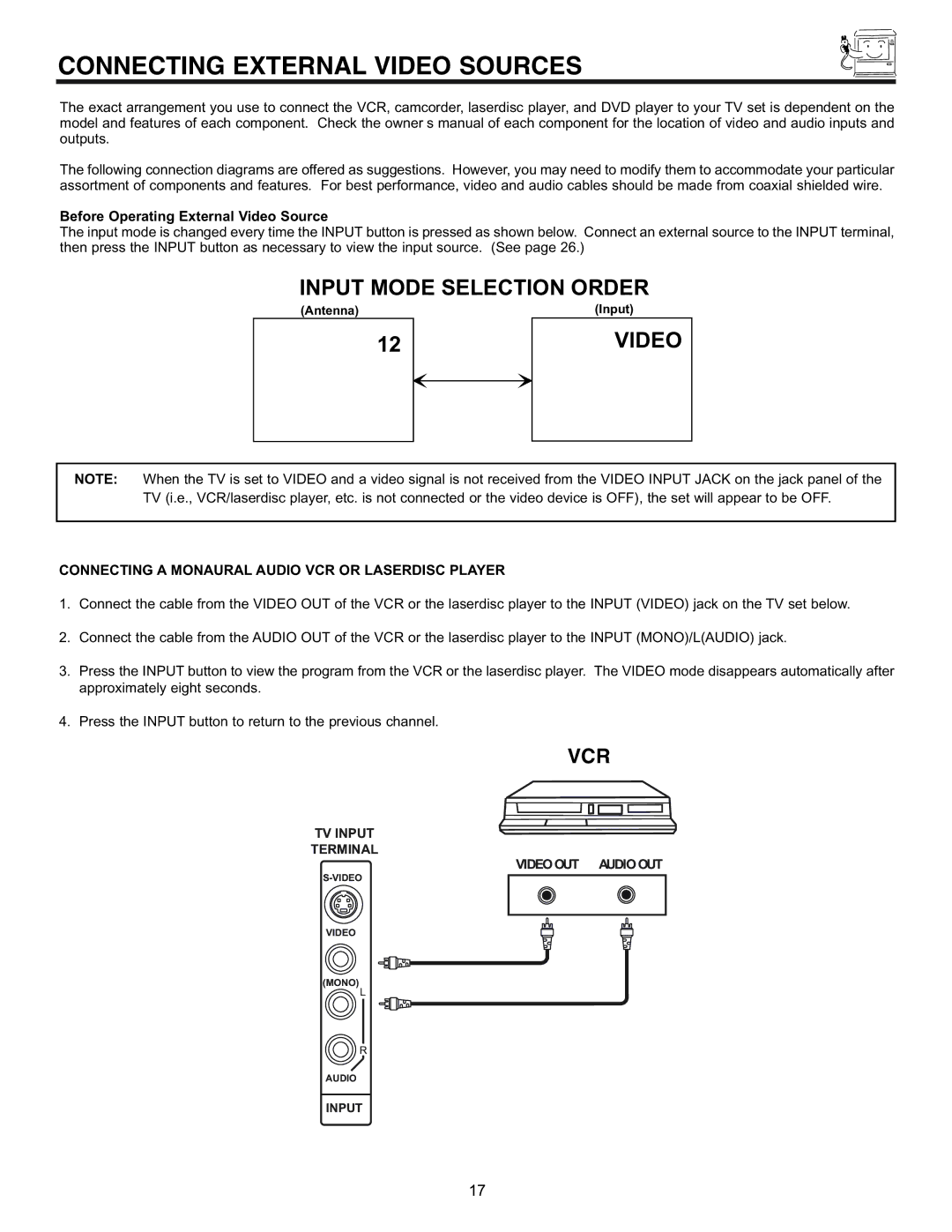 Runco 61SBX59B, 53SBX59B manual Connecting External Video Sources, Before Operating External Video Source 