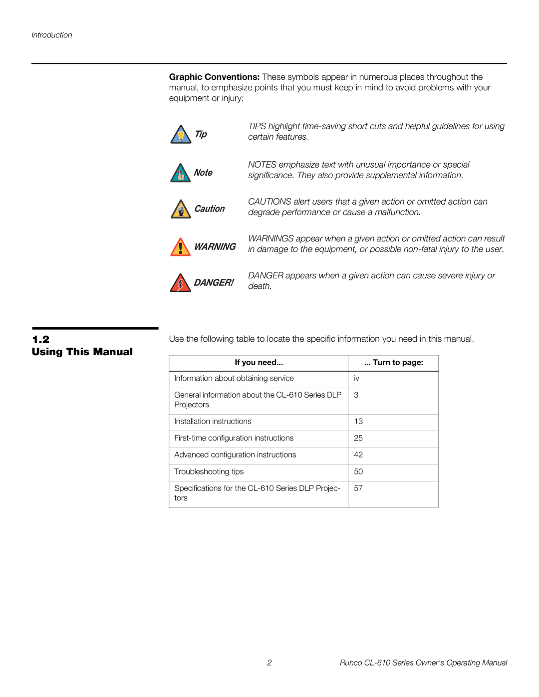 Runco CL-610 manual Using This Manual, Certain features, Significance. They also provide supplemental information, Death 