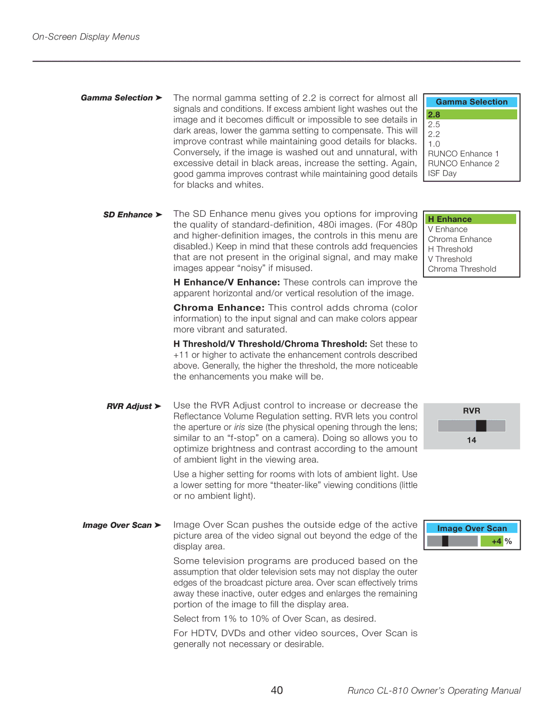 Runco CL-810 manual Rvr 