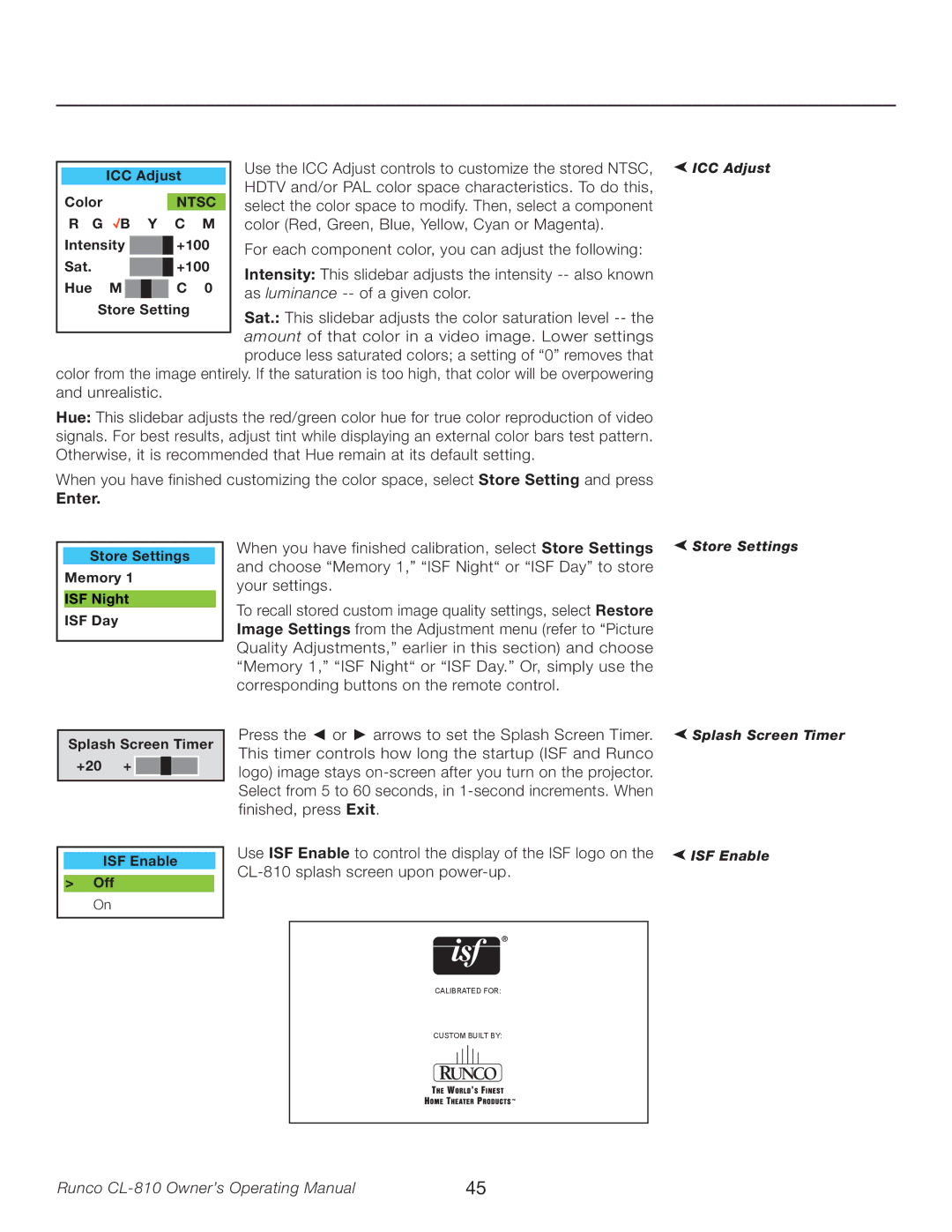 Runco CL-810 manual Enter 