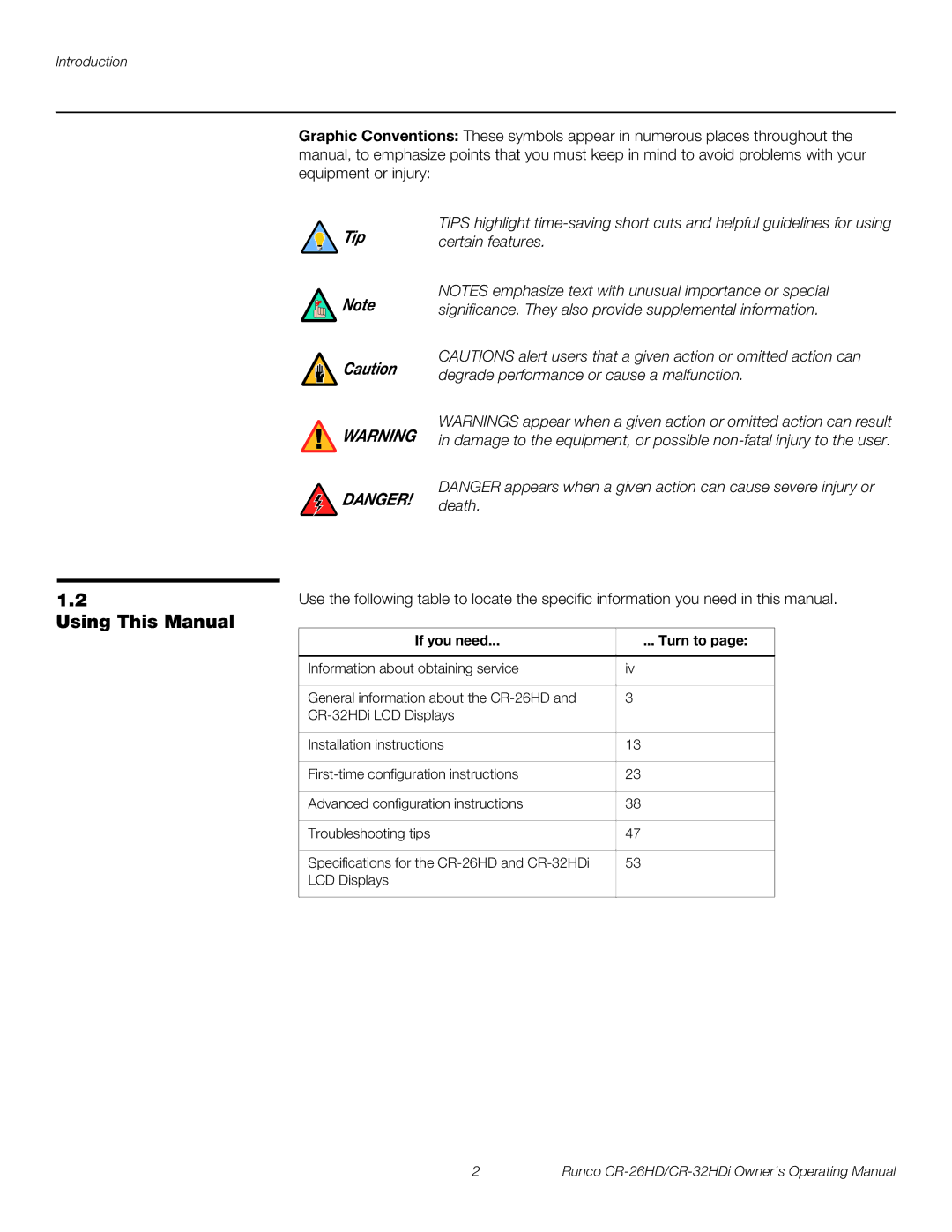 Runco CR-26HD, CR-32HDi manual Using This Manual, If you need Turn to 