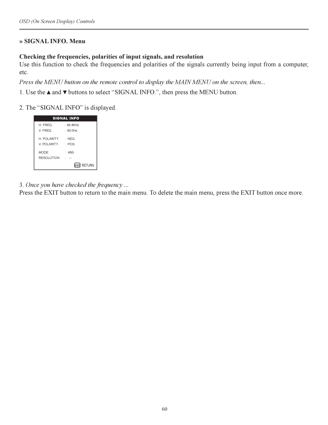 Runco CW-42i manual Once you have checked the frequency 