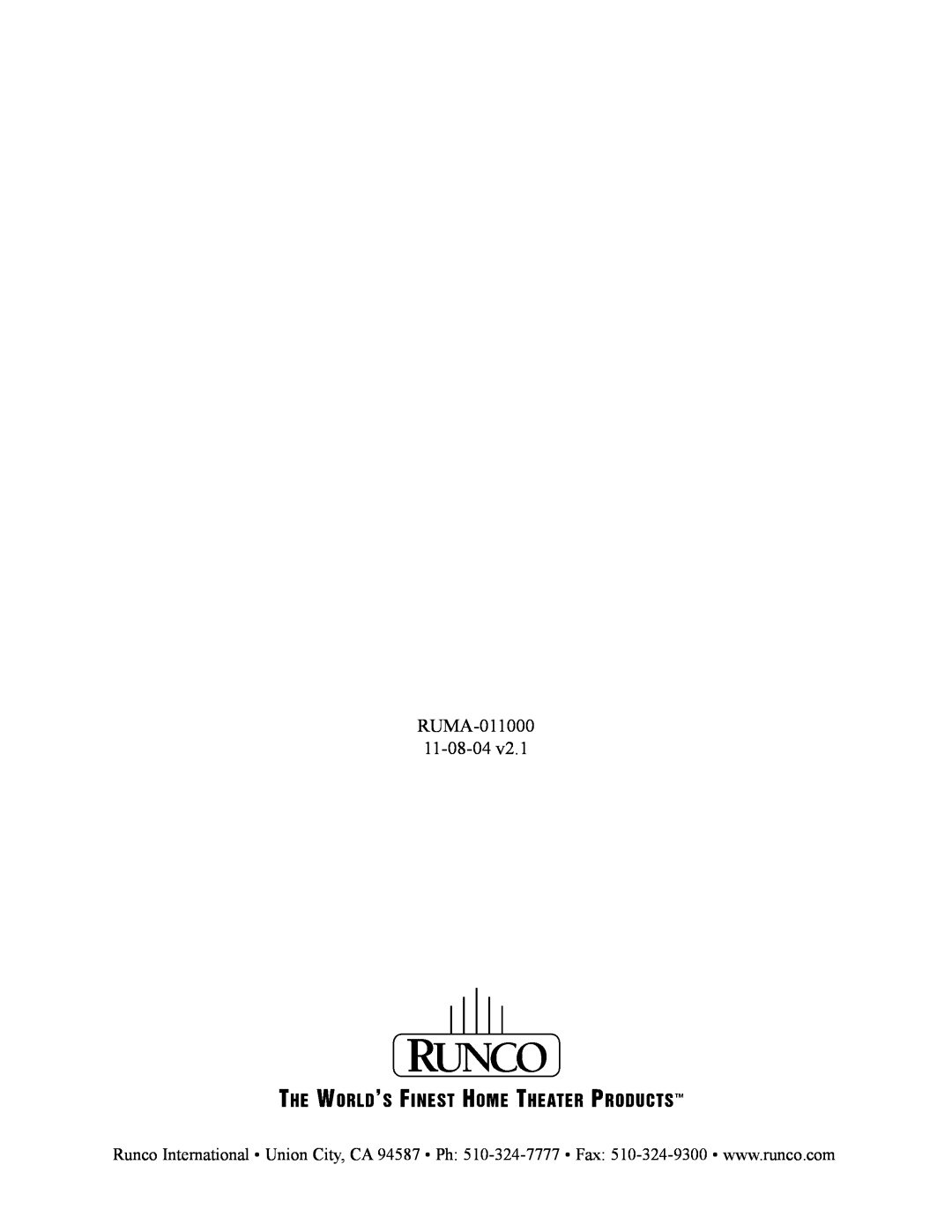 Runco CW-50MC manual RUMA-011000 11-08-04 
