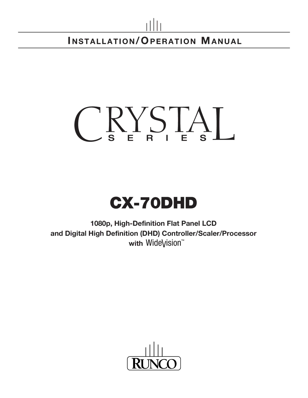 Runco CX-70DHD operation manual 