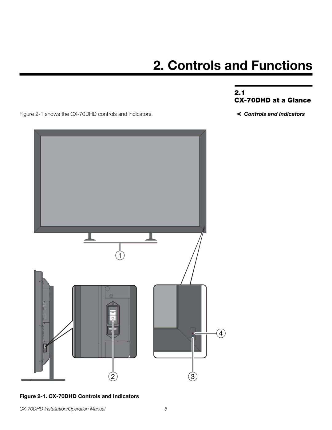 Runco operation manual Controls and Functions, CX-70DHD at a Glance, Controls and Indicators 