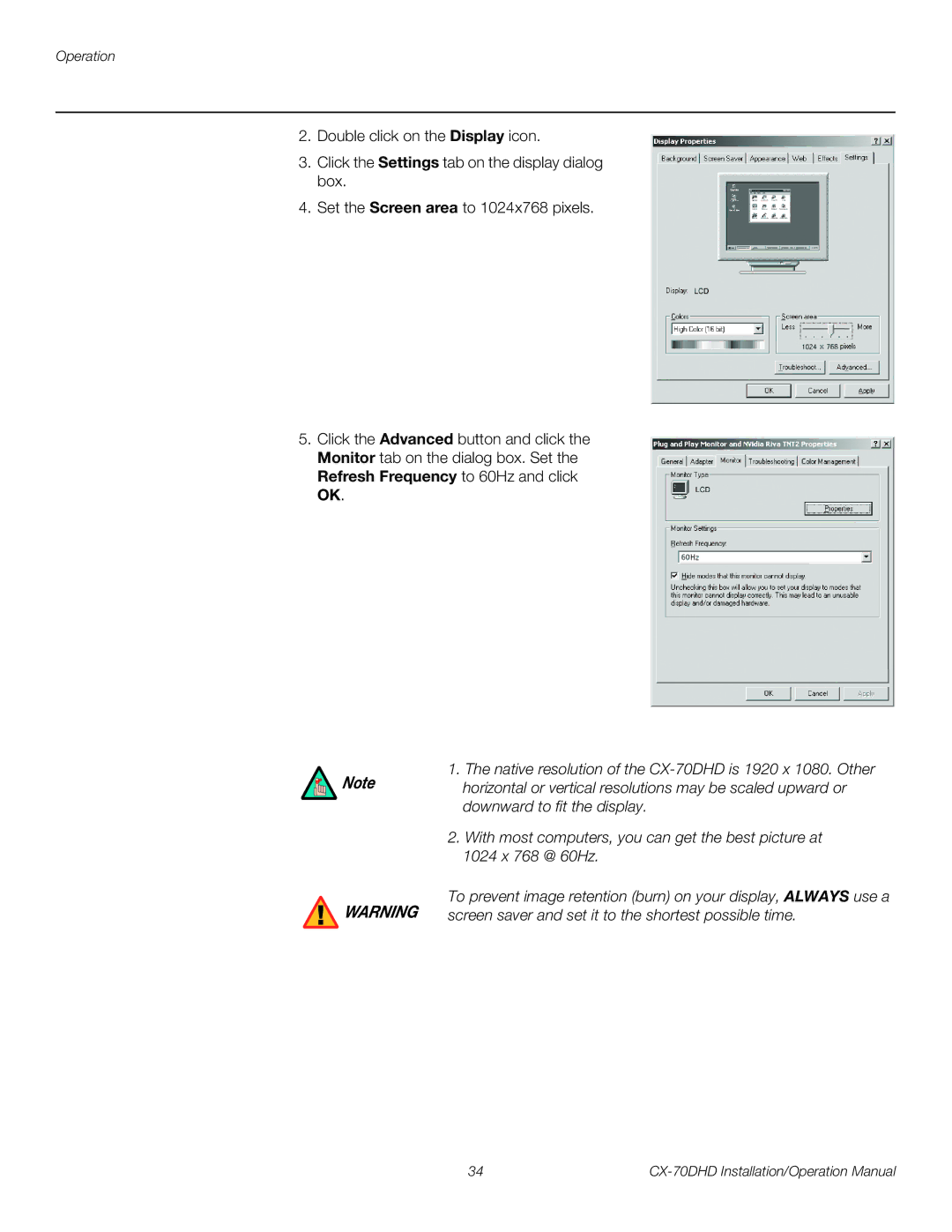 Runco CX-70DHD operation manual Operation 