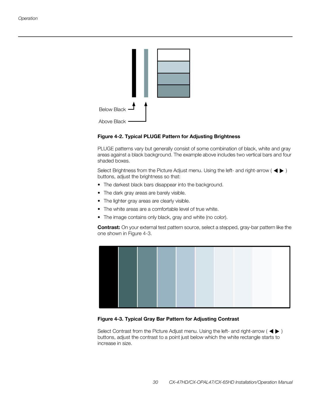 Runco CX-47HD, CX-OPAL47, CX-65HD operation manual Typical Pluge Pattern for Adjusting Brightness 