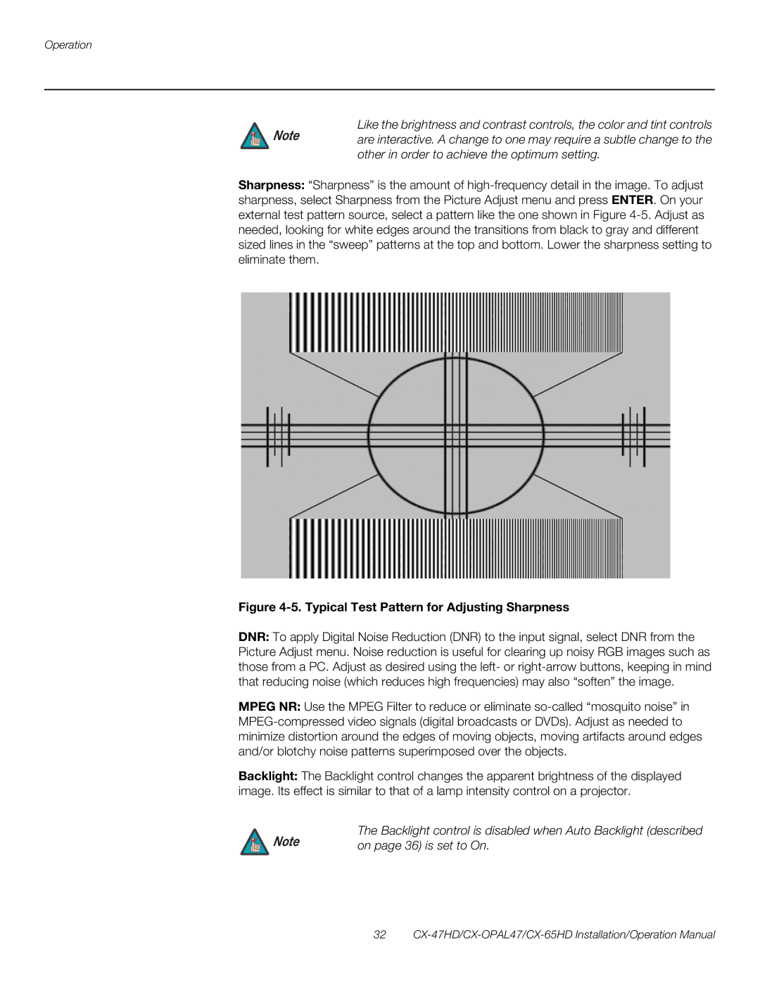 Runco CX-65HD, CX-OPAL47, CX-47HD operation manual Typical Test Pattern for Adjusting Sharpness 