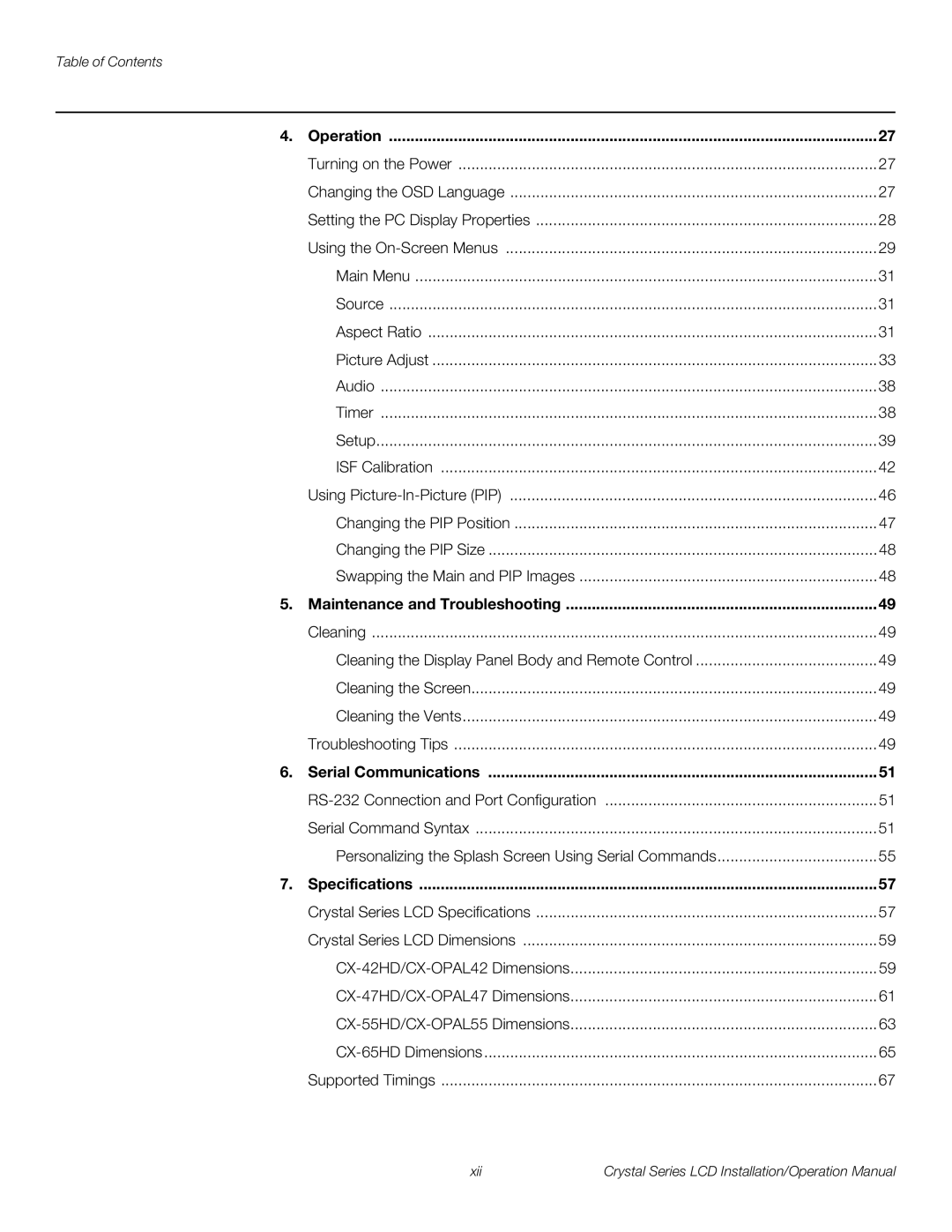 Runco CX-42HD, CX-OPAL47, CX-OPAL42, CX-OPAL55, CX-65HD, CX-55HD, CX-47HD operation manual ISF Calibration 