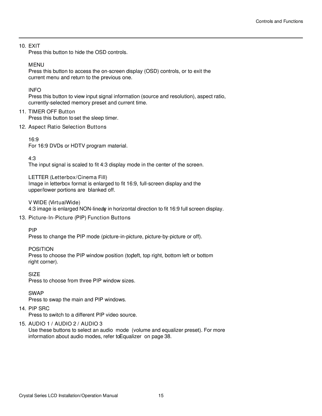 Runco CX-OPAL42, CX-OPAL47, CX-OPAL55, CX-65HD, CX-55HD, CX-42HD, CX-47HD operation manual Pip 