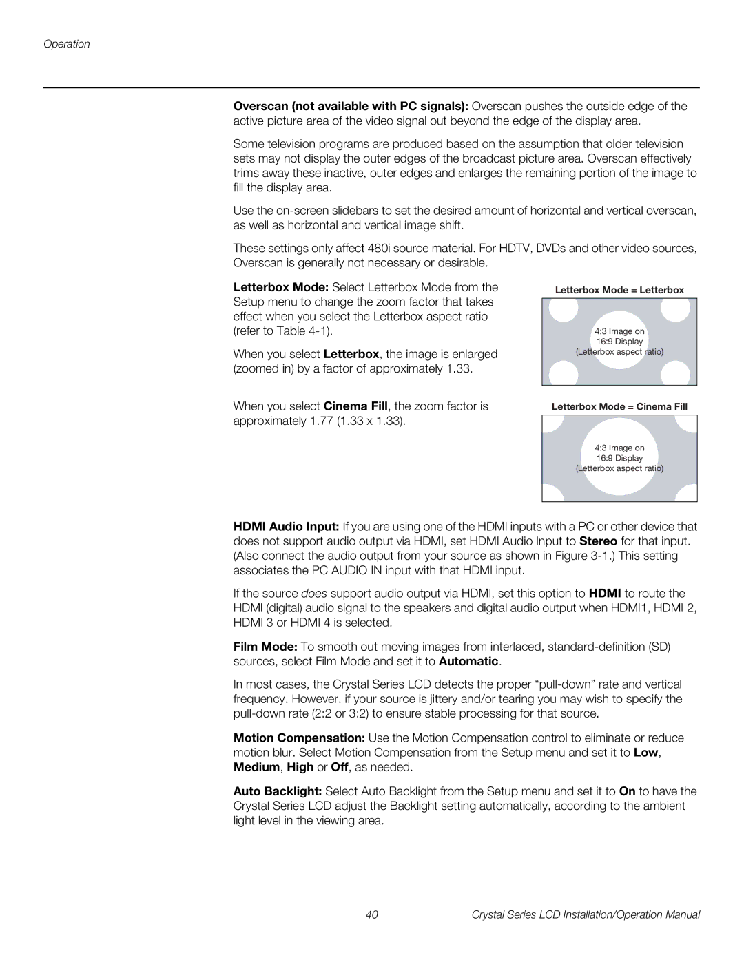 Runco CX-42HD, CX-OPAL47, CX-OPAL42, CX-OPAL55, CX-65HD, CX-55HD, CX-47HD operation manual Letterbox Mode = Letterbox 