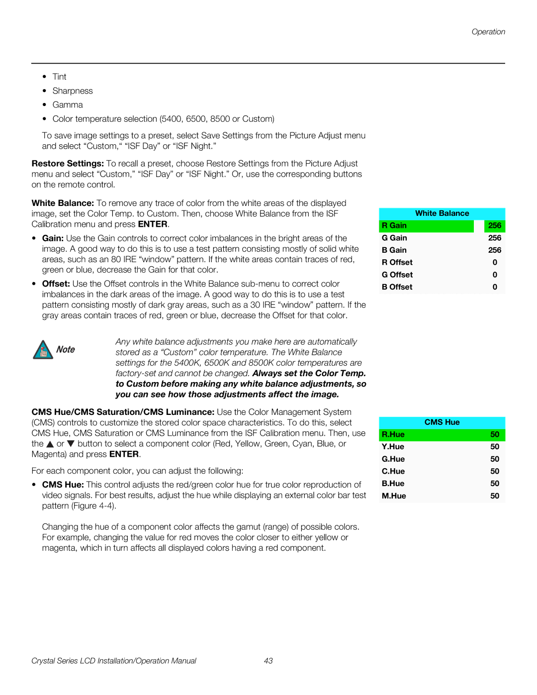 Runco CX-OPAL42, CX-OPAL47, CX-OPAL55, CX-65HD, CX-55HD, CX-42HD, CX-47HD operation manual Gain 