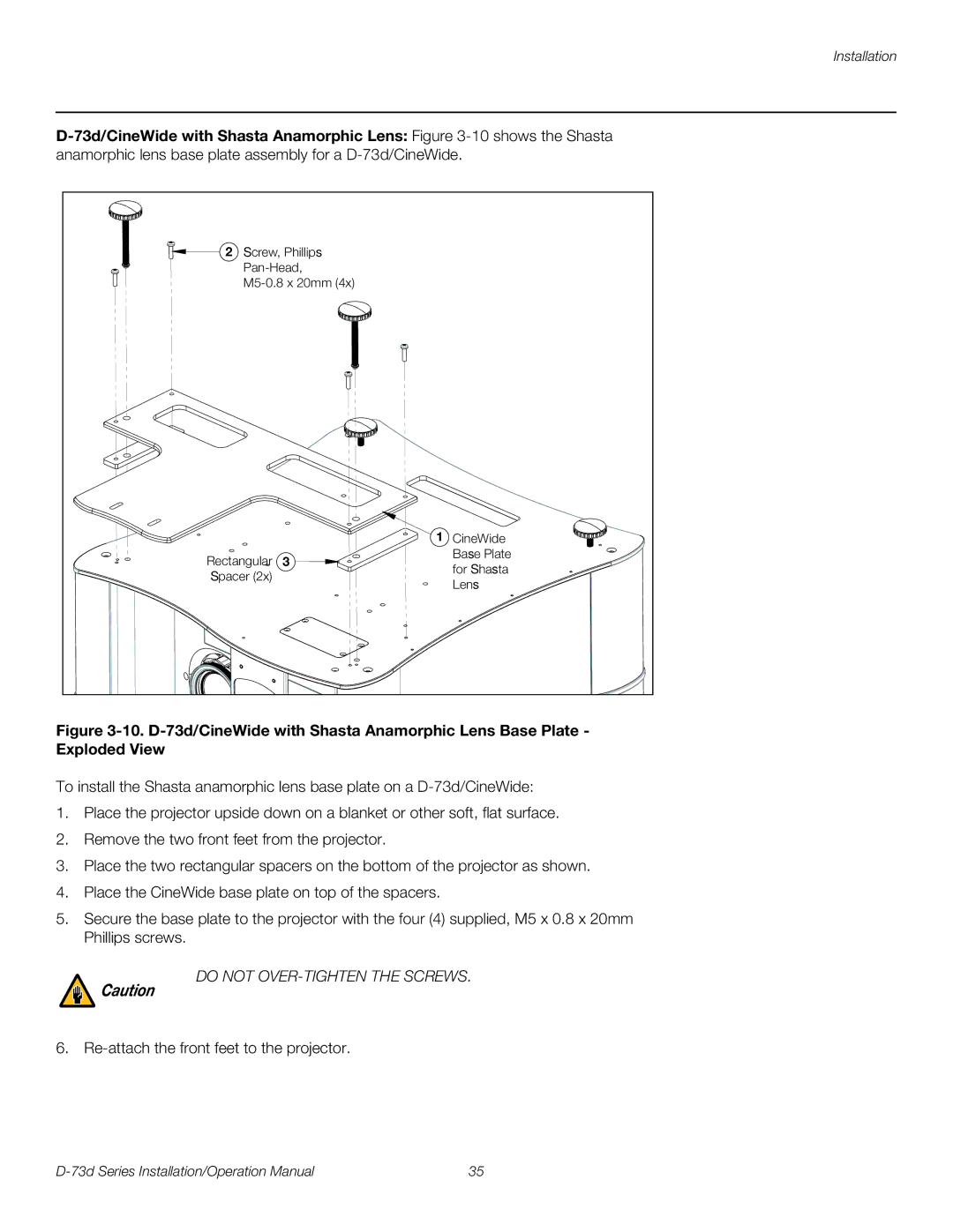 Runco D-73D operation manual 73d/CineWide with Shasta Anamorphic Lens -10shows the Shasta 