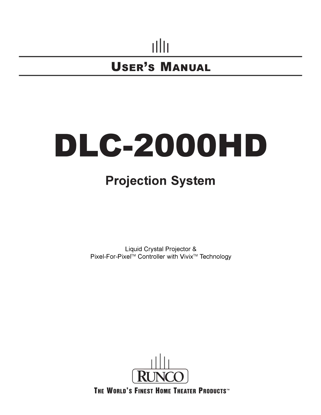 Runco DLC-2000HD user manual 