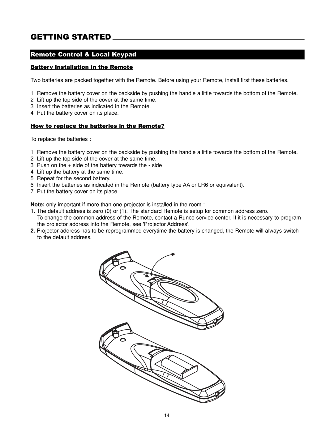 Runco DTV-1200 owner manual Getting Started, Remote Control & Local Keypad 