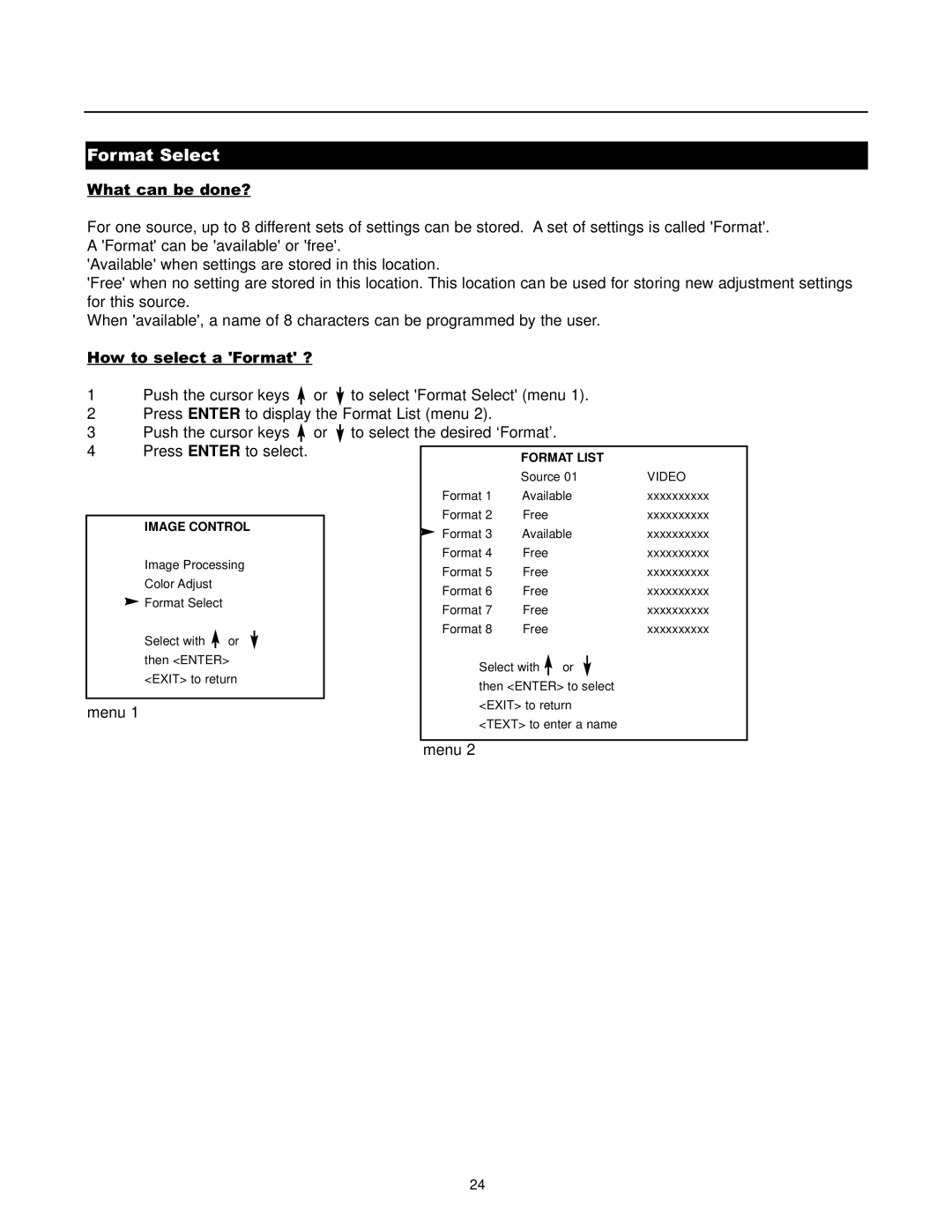 Runco DTV-1200 owner manual Format Select 