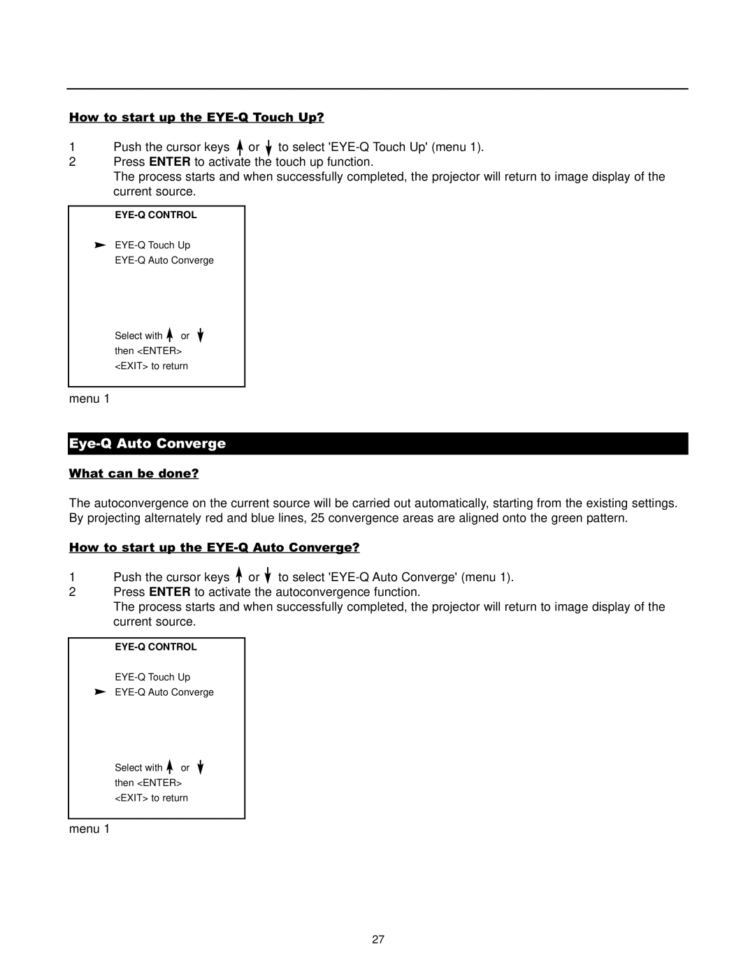 Runco DTV-1200 owner manual Eye-Q Auto Converge 