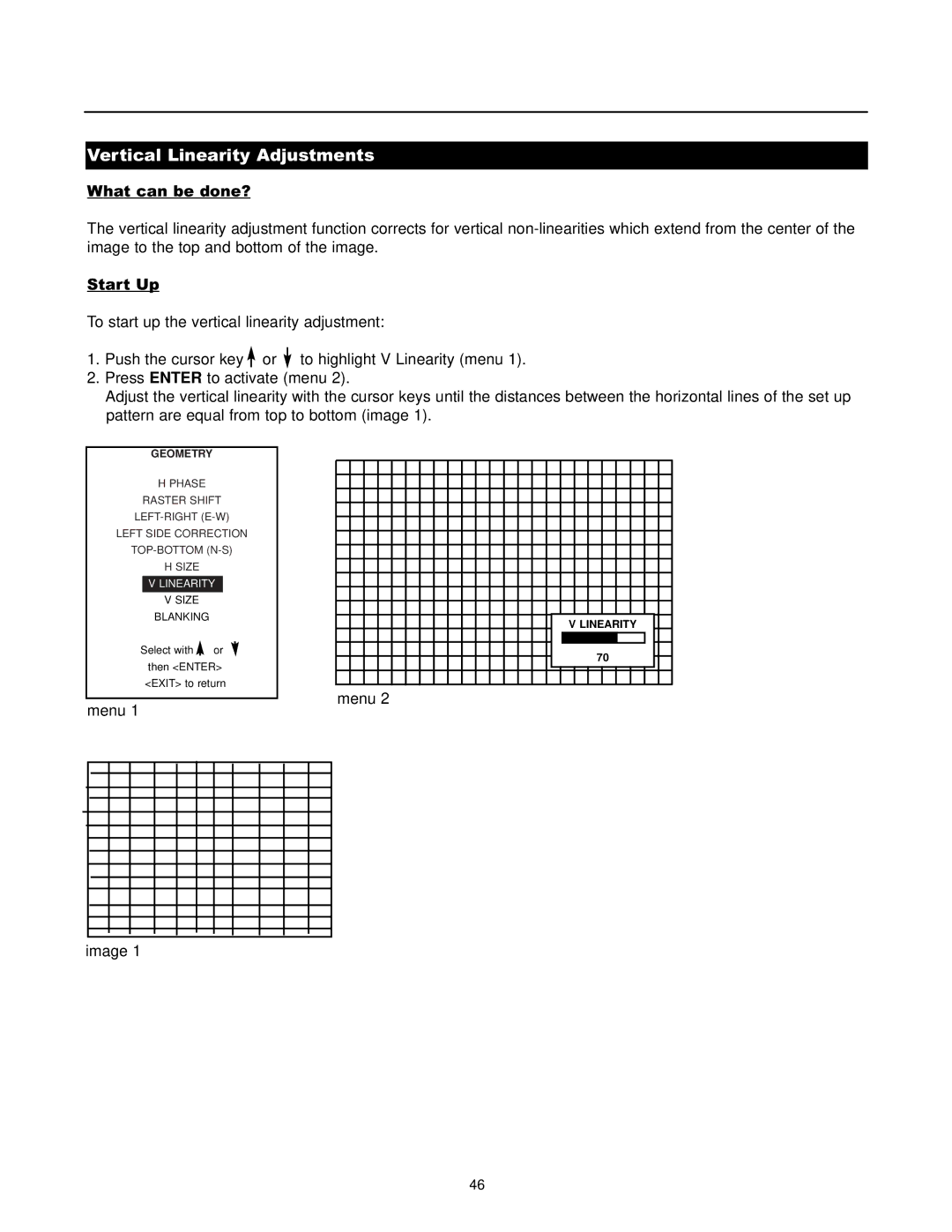 Runco DTV-1200 owner manual Vertical Linearity Adjustments, Linearity V Size 