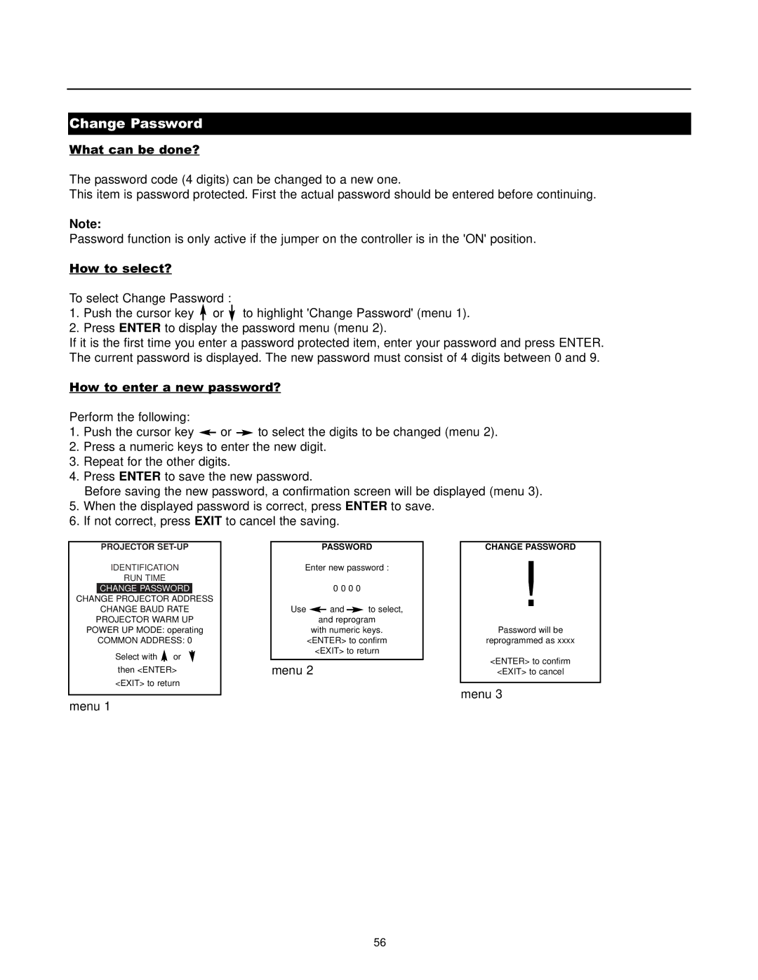 Runco DTV-1200 owner manual Change Password 