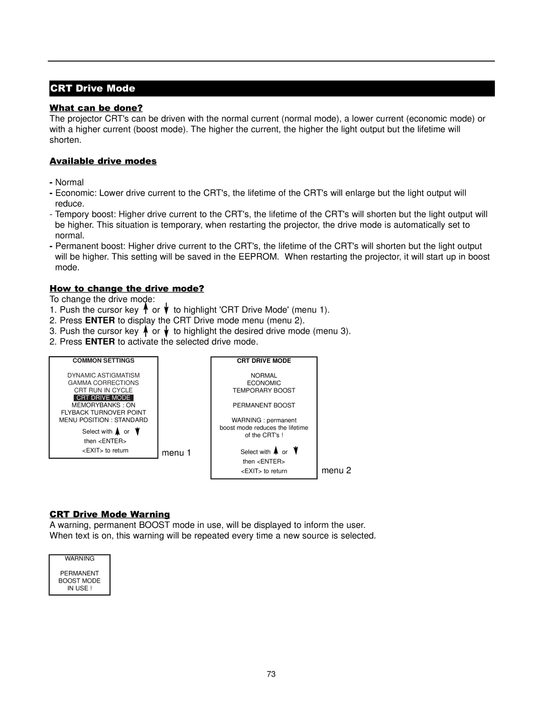 Runco DTV-1200 owner manual CRT Drive Mode 