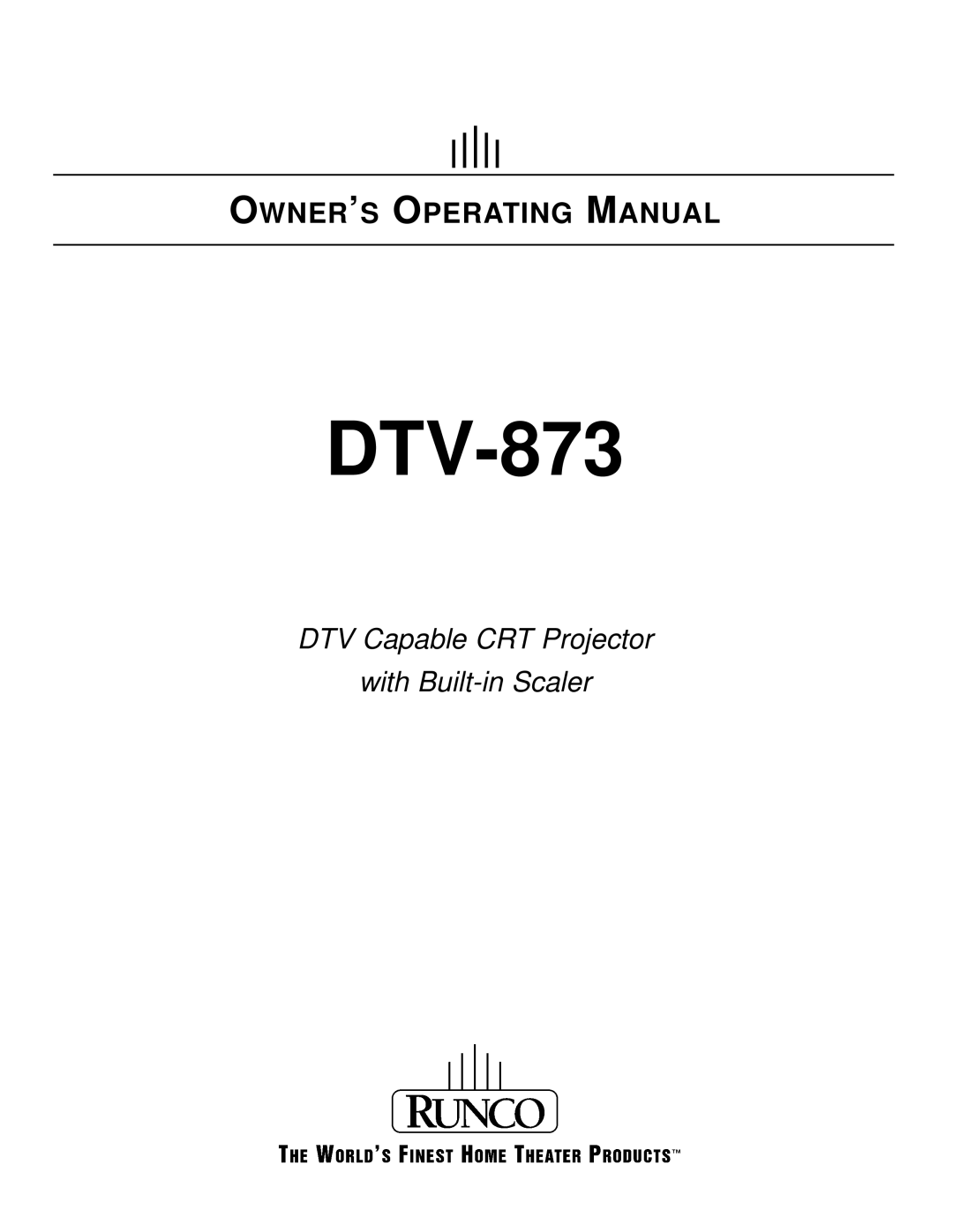 Runco DTV-873 manual 