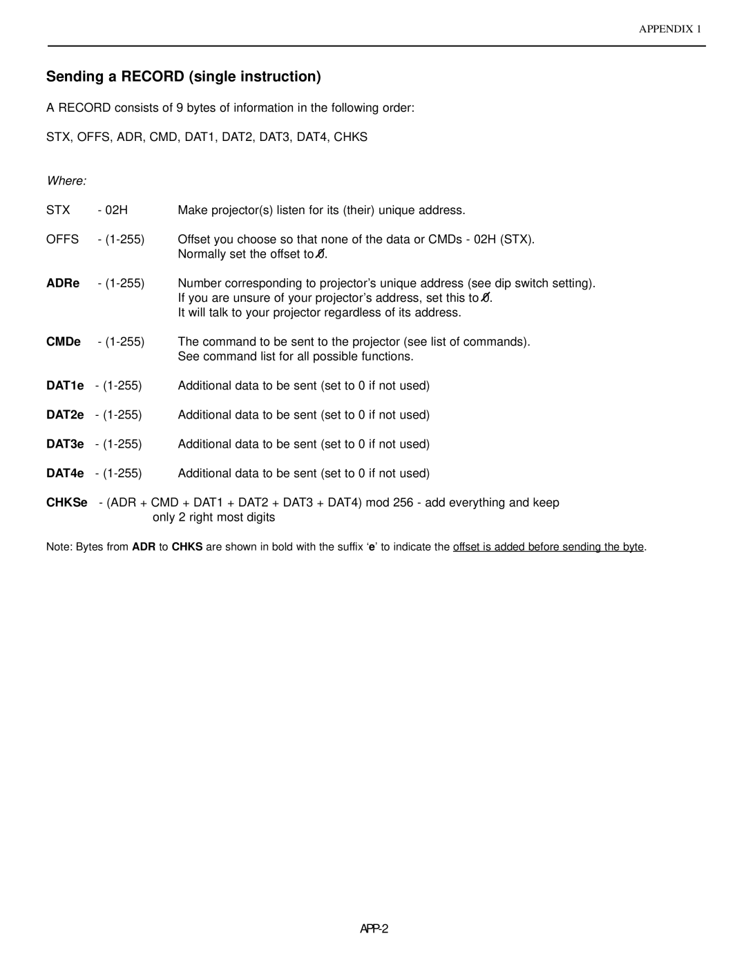 Runco DTV-873 manual Sending a Record single instruction 