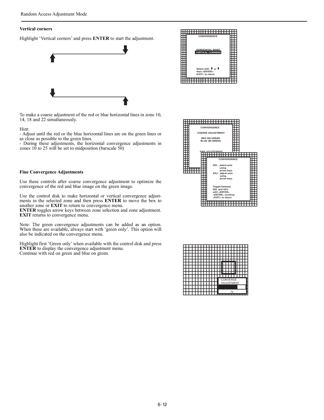 Runco DTV-947 manual Vertical corners, Fine Convergence Adjustments 