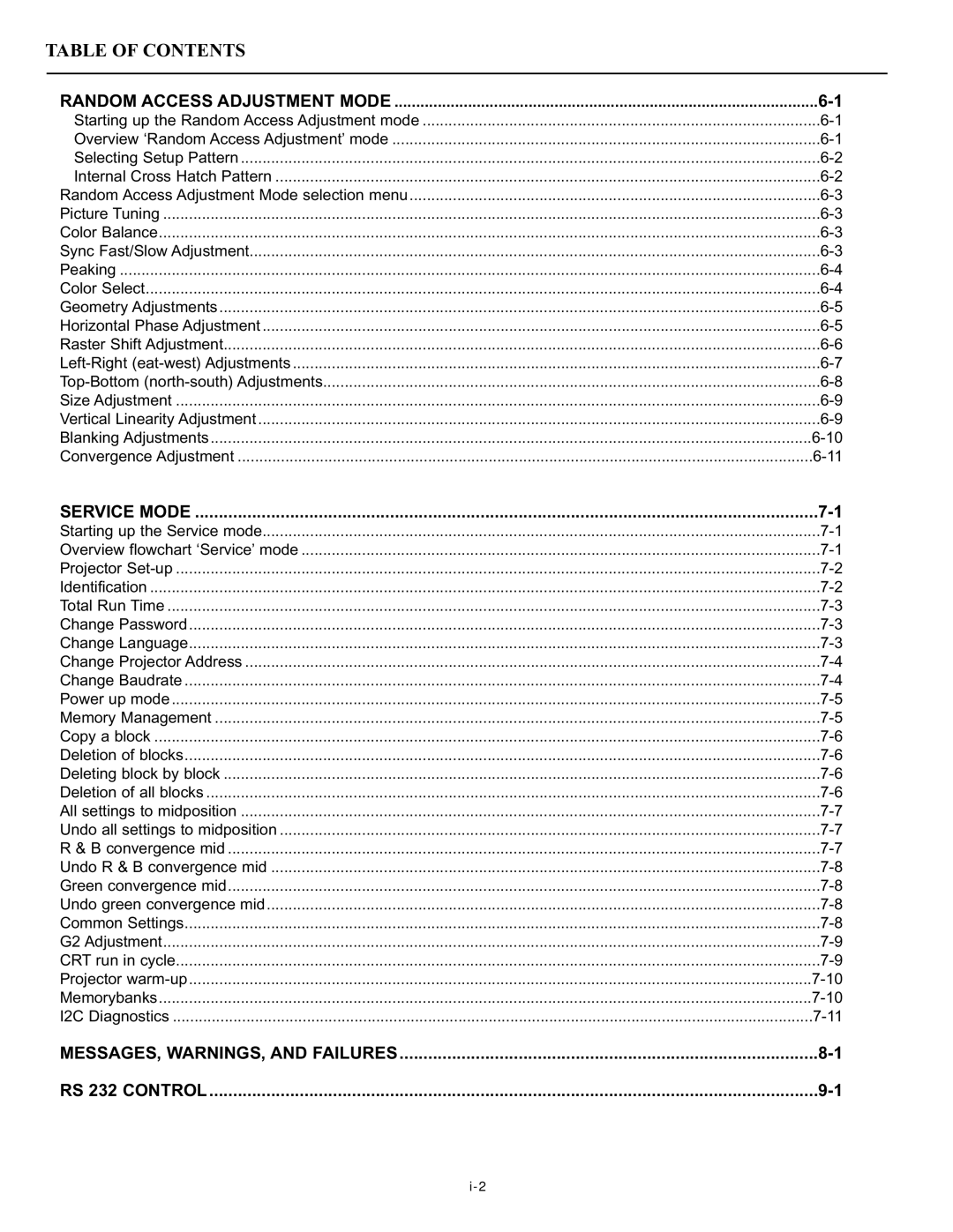 Runco DTV-947 manual Table of Contents 